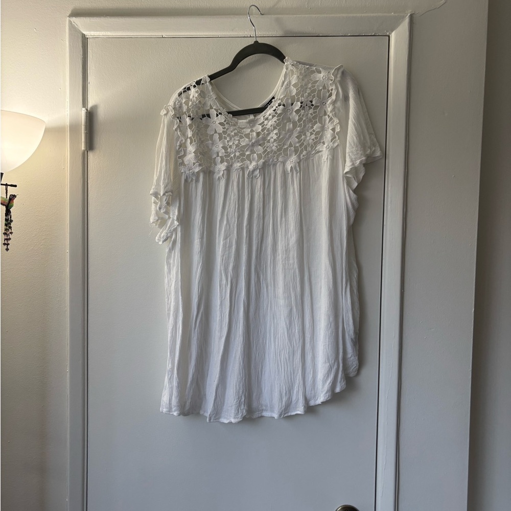 Torrid White Lace Detail Blouse